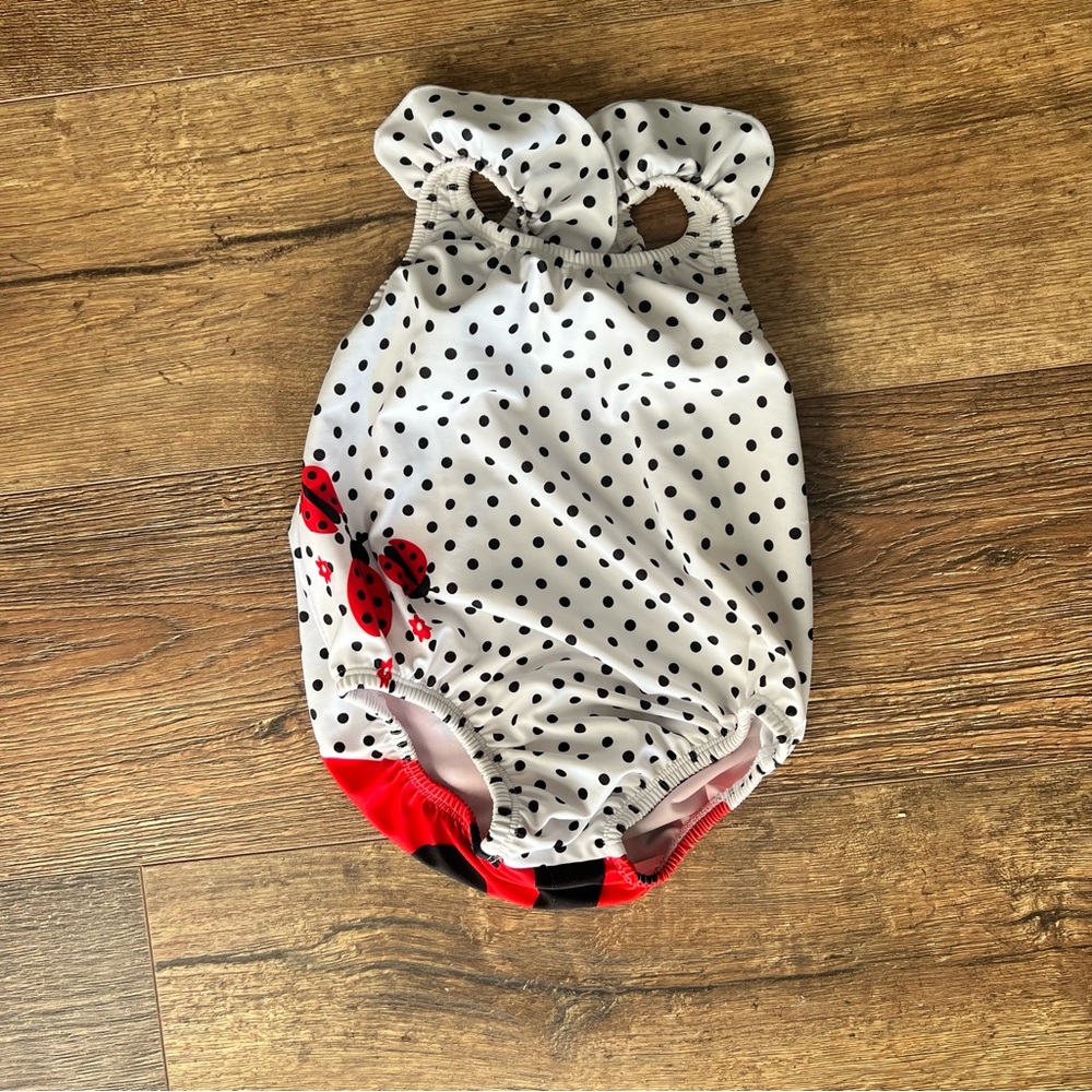 12m ladybug bathing swim suit with swim cap